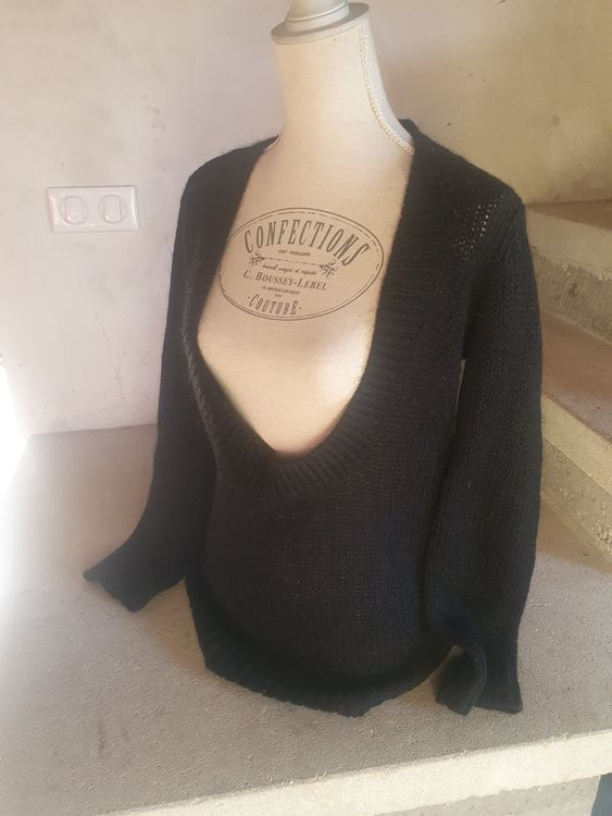 Pull Fantaisie Desigual Multicolore Noir Décolleté En V Taille S - Viscose 100%, Occasion Très Bon état