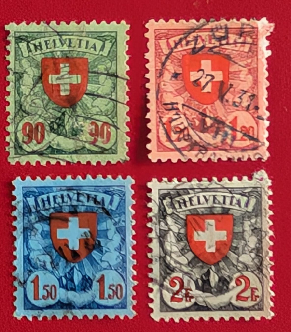 Alle Briefmarken: WAPPENSCHILD SATZ 163 - 166 1924 – Gebraucht aus Düdingen von Quartierstrasse