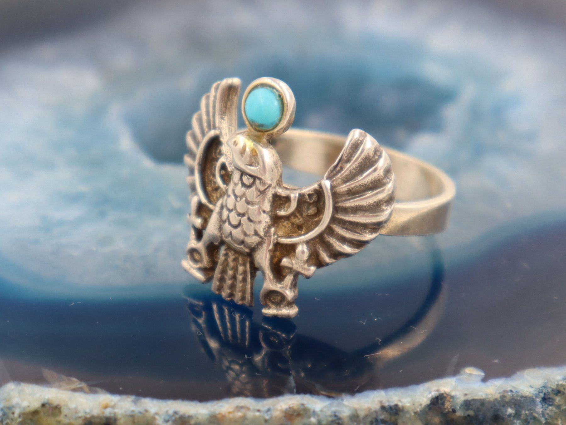 Ringe: Silber Ring, Türkis, Adler Mexiko Gr 54-55 – Gebraucht aus Baden von swiss-alps 2