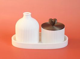 Ensemble Rangement Élégant  Vase Blanc & Plateau Bijoux