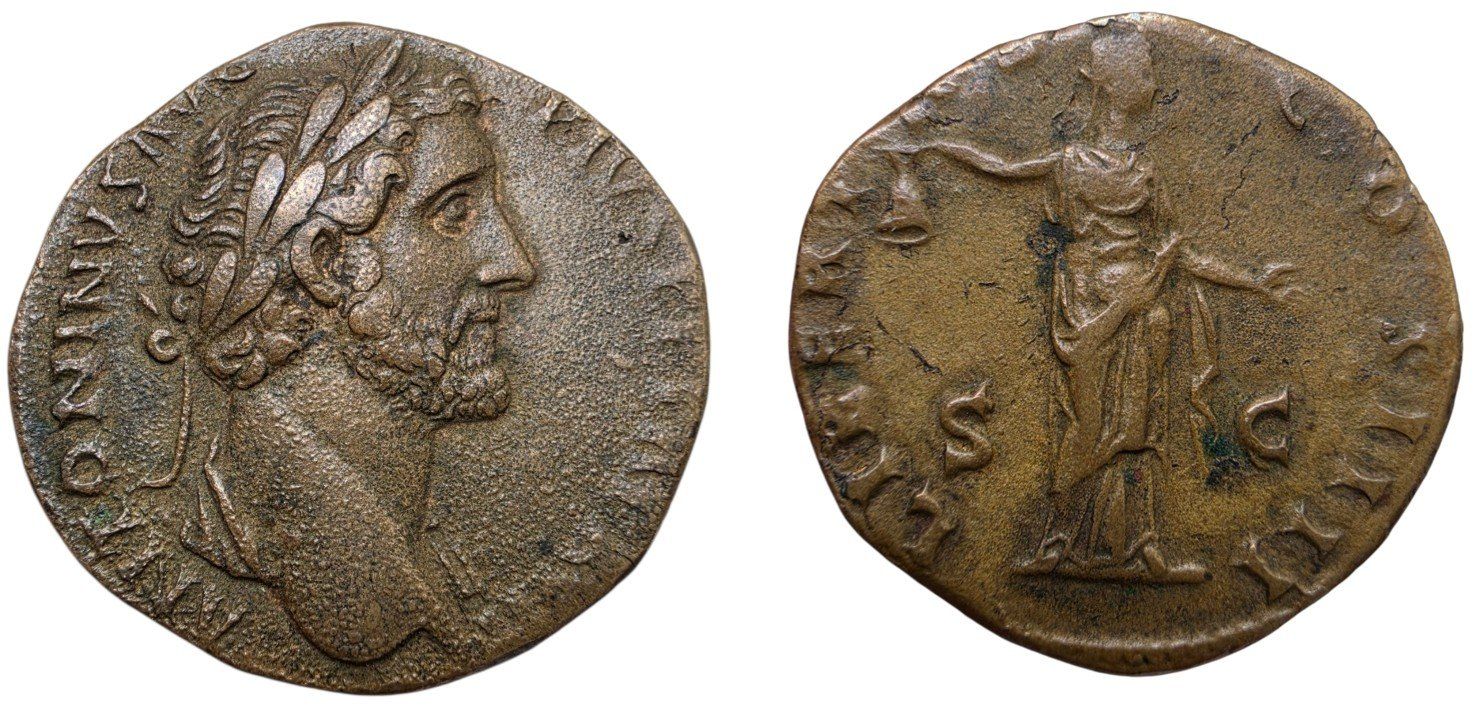 Tutti le monete: Antonin le pieux, Sesterce 153-155 AD – Usato da Genève venduto da Numis-Magna