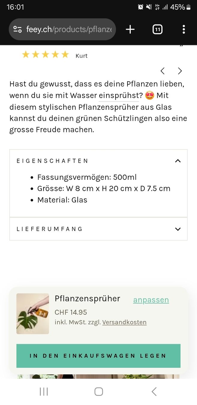 Annaffiatura & Irrigazione: Pflanzensprüher Glas feey – Nuovo (secondo la descrizione) da Zürich venduto da mel_nj78 1