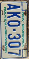 Seltene AK0-307 Nummernschild aus New Brunswick, 1987