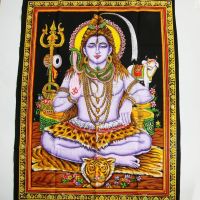 Wandbehang XL Shiva Meditation Wandbild Stoffbild Indien