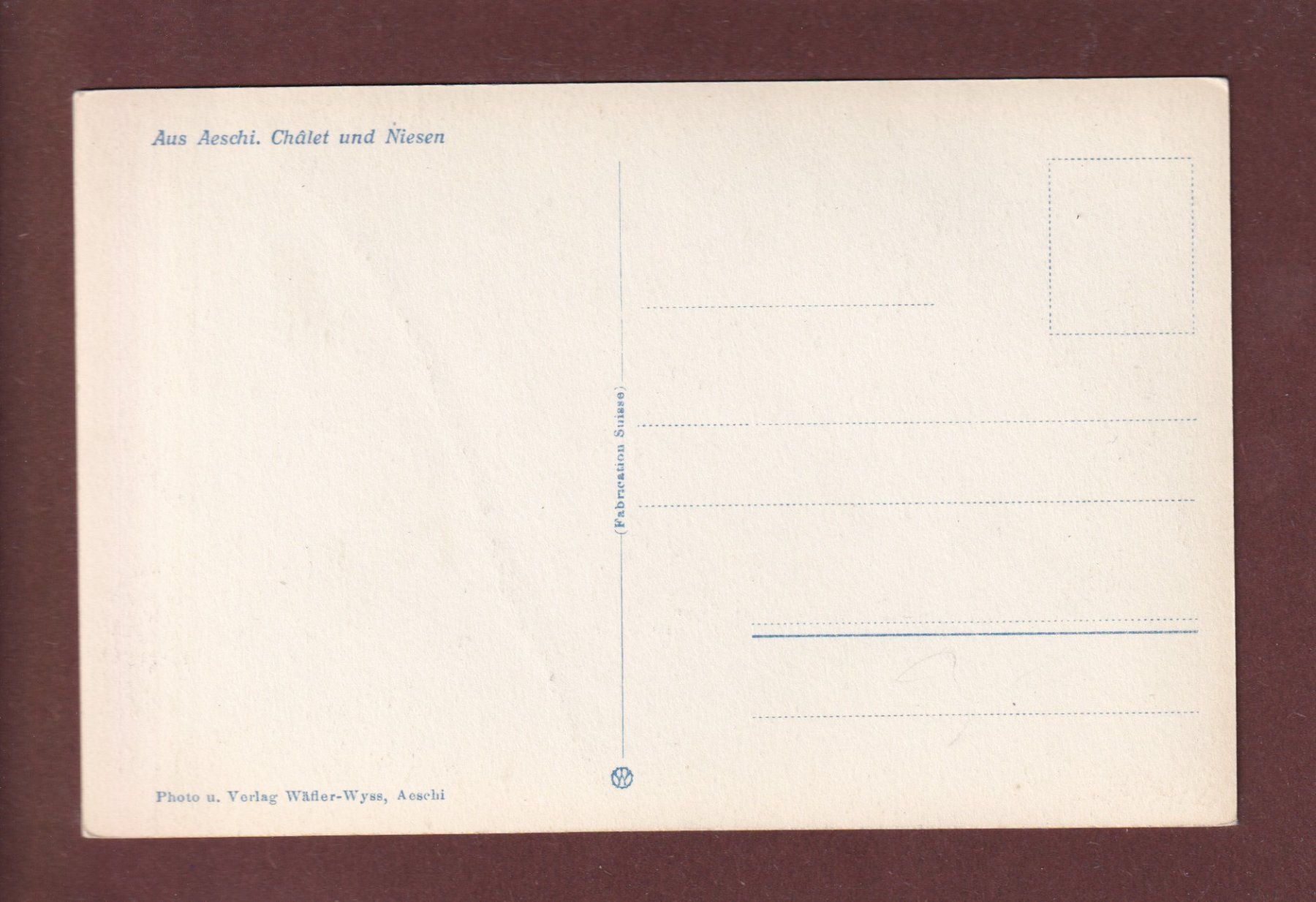 Cartoline postali: Aus AESCHI - Chalet und Niesen – Usato da Pully venduto da nicecards 1