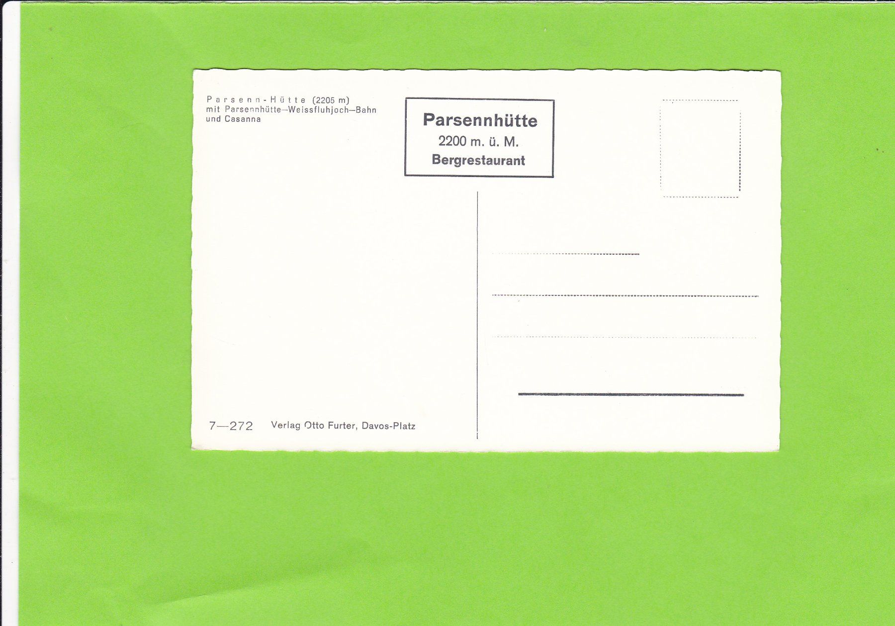 Cartoline postali: Parsenn Hütte – Usato da St. Peterzell venduto da neckertal 1