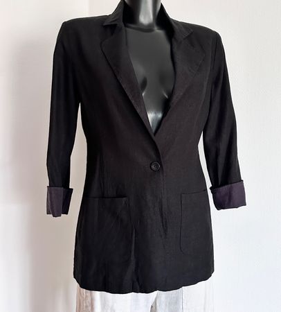 NEU 💜 Gr S Leinen Blazer schwarz