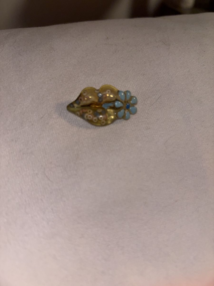 Broschen & Nadeln: Vintage Brosche Mund mit blauer Blume – Neu (gemäss Beschreibung) aus Köniz von Vamp-Wer