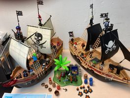 2 Playmobil Piratenschiffe Insel viele Figuren und Zubhehör