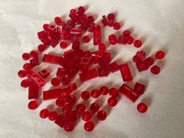 Lego 100 diverse rote Transparente teile