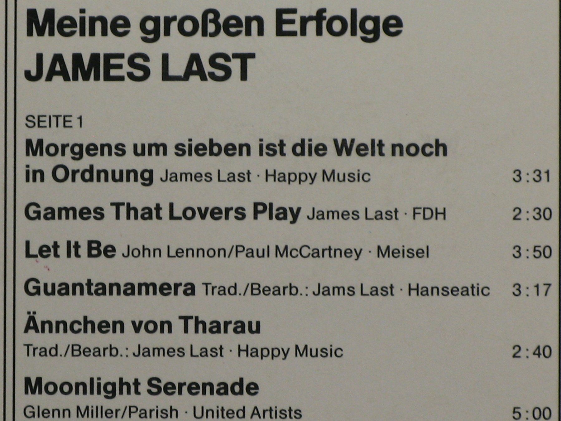 Musicassette: JAMES  LAST    Meine grossen Erfolge – Usato da Langnau i. E. venduto da mar_hw58 1