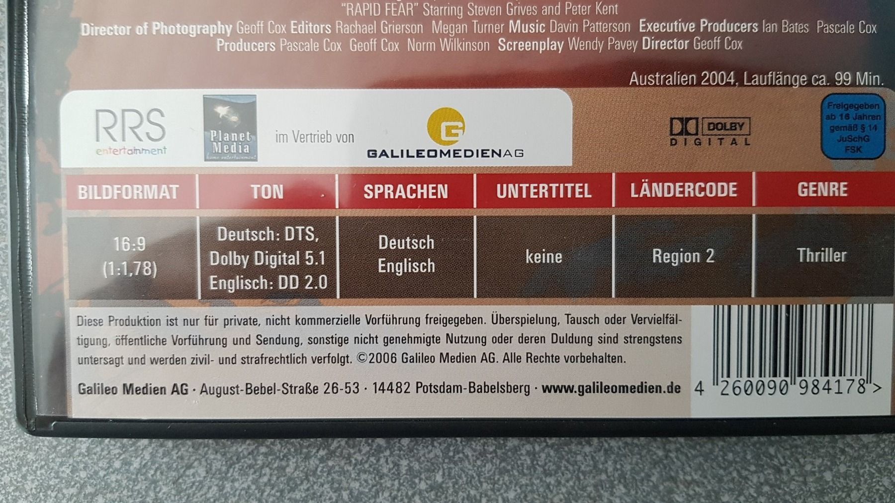 Tutti i DVDs: DVD Rapid Fear – Usato da Oetwil am See venduto da fineli2 1