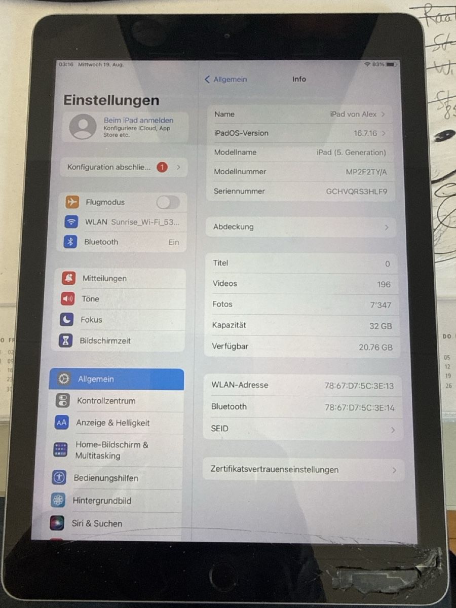 Apple Tablettes PC: Ipad Gen5 – Défectueux à Buhwil par Knuddelber