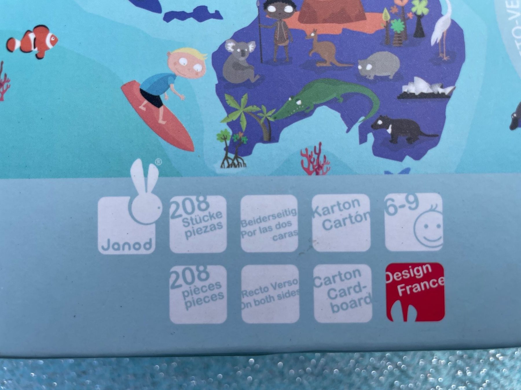 Janod Puzzle: JANOD Puzzle "Weltkarte" Doppelseitig +6-9 / 208 Pc – Usato da Frasnacht venduto da GracyStore 2