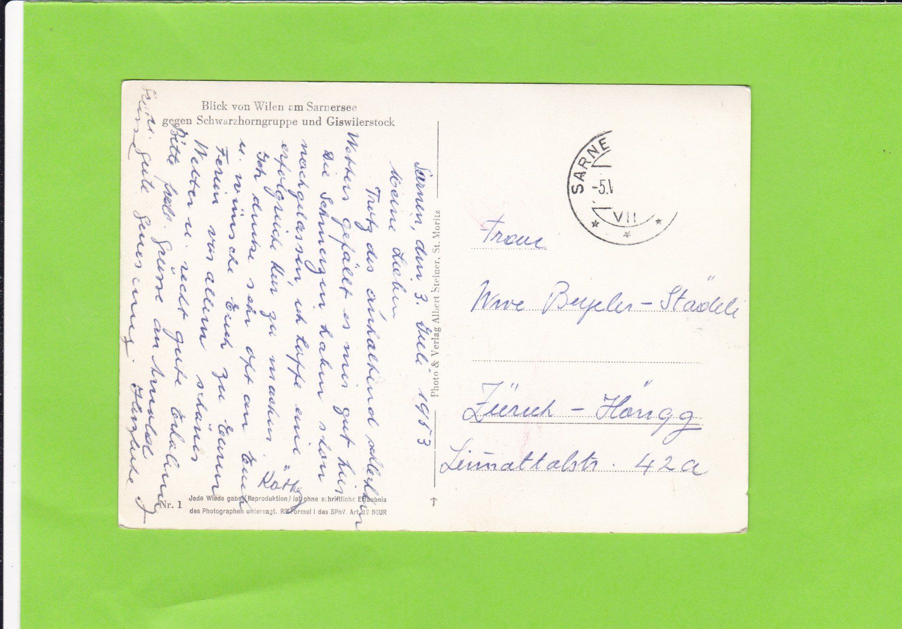 Cartoline postali: Blick von Wilen am Sarnersee – Usato da St. Peterzell venduto da neckertal 1