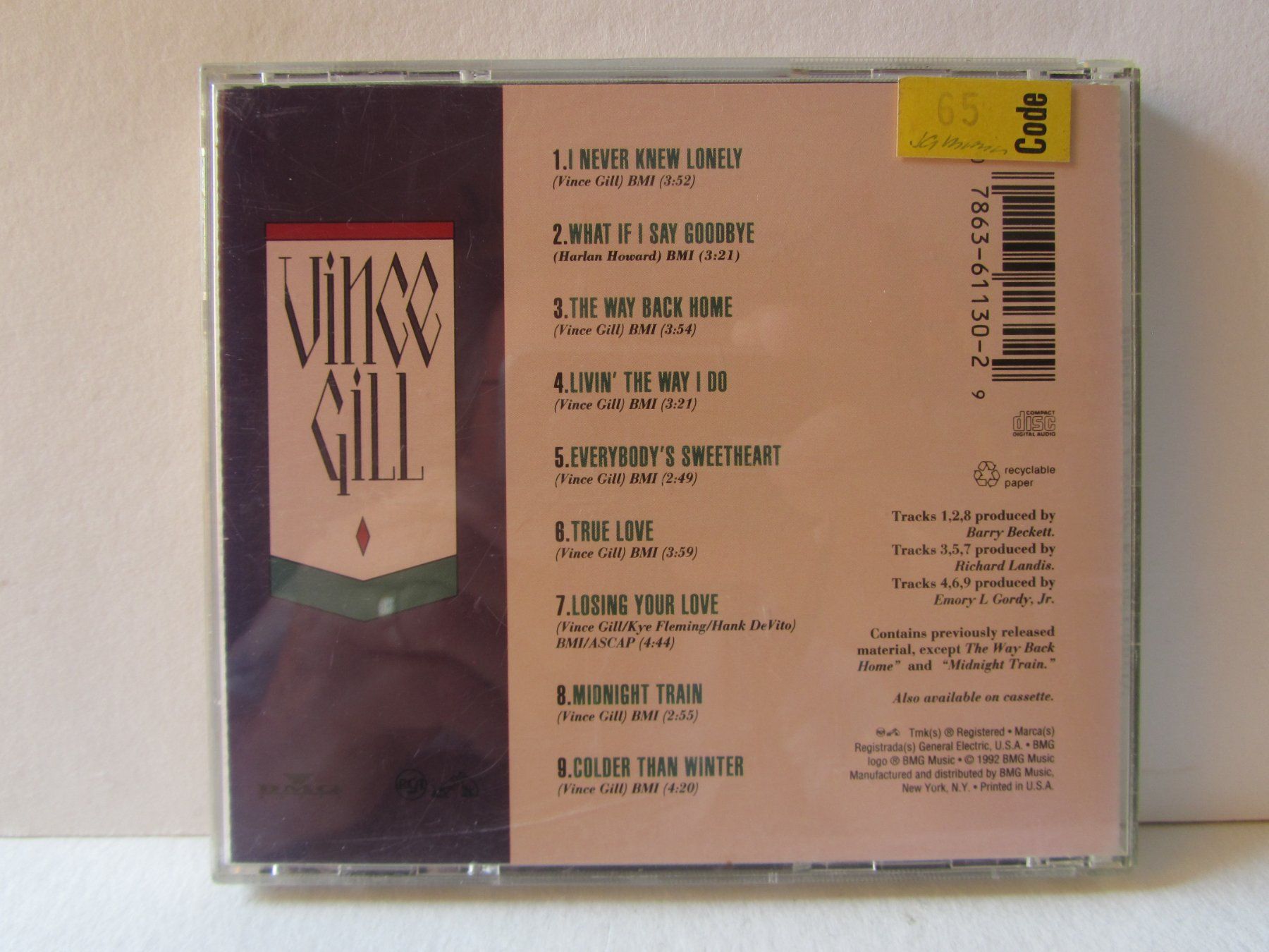 CD: Vince Gill, CD, I never knew lonely – Usato da Weiningen ZH venduto da dietsch57 1