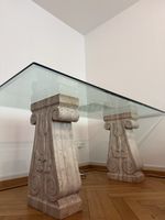 Vintage crystal table with sculpted marble columns