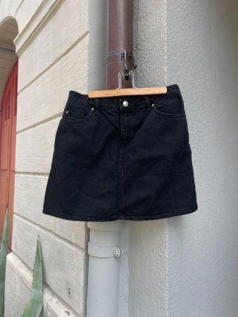 Black denim skirt