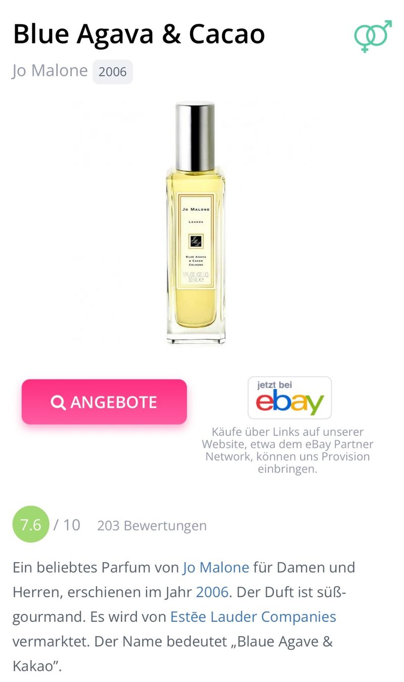 Jo Malone Profumi & Eau de Toilette: Jo Malone BLUE AGAVA & CACAO Cologne - Duftprobe 2ML – Usato da Zürich venduto da deruja 2