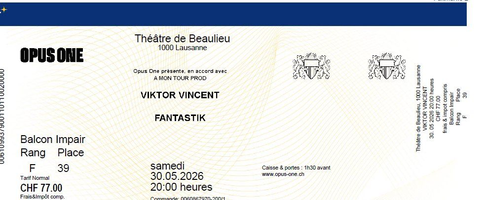 Biglietti: Ticket Viktor Vincent Mentalist 30.05 Lausanne – Nuovo e nell'imballaggio originale da Dietikon venduto da Mylene3 1