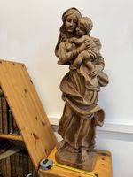 Große 92 cm Holzfigure Madonna mit Kind holz H Maria geschni