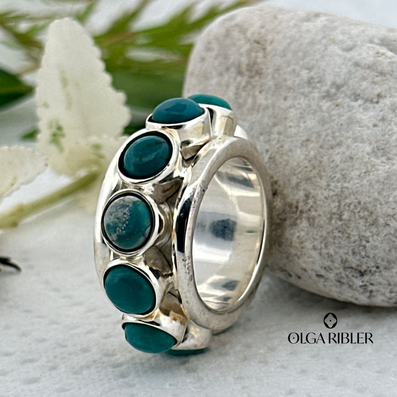 Olga Ribler Anelli: Statement Silber Ring 925 Grösse 54 - Türkise – Nuovo (secondo la descrizione) da Luzern venduto da Schmuckoutlet 3