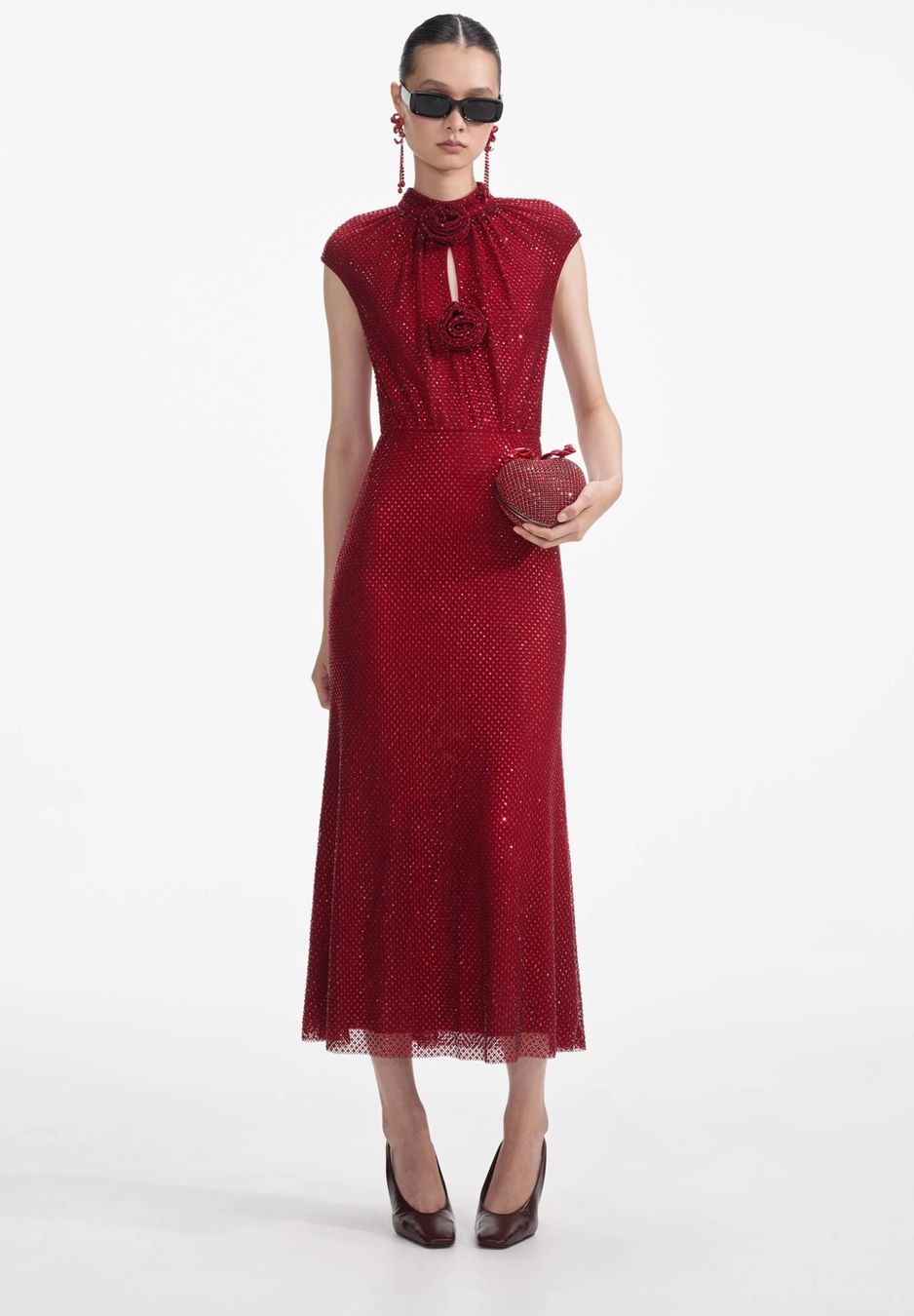 Self-Portrait Vestiti: Self Portrait Dress Rhinestone Fishnet Midi – Nuovo e nell'imballaggio originale da Altendorf venduto da Ro 1