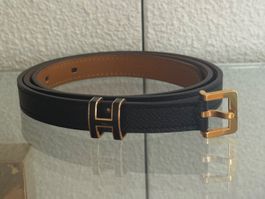 Hermès Gürtel Pop H Leder Schwarz Roségold 80cm