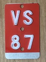 VS 87 - VELONUMMER - FAHRRADSCHILD - PLAQUE DE VELO - VS 87