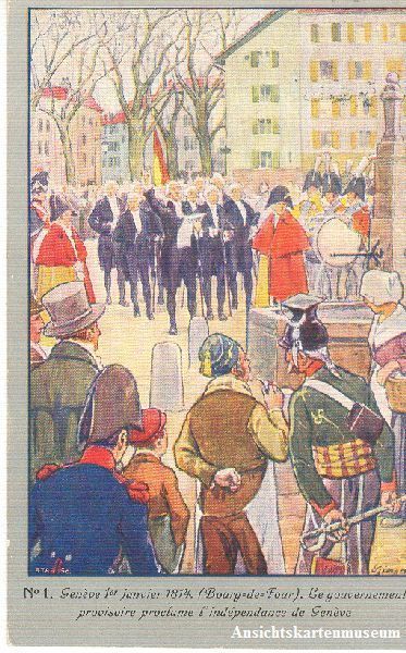 Cartoline postali: Genève - Centenaire de la Réunion 1914 – Usato da Emmenbrücke venduto da teestube