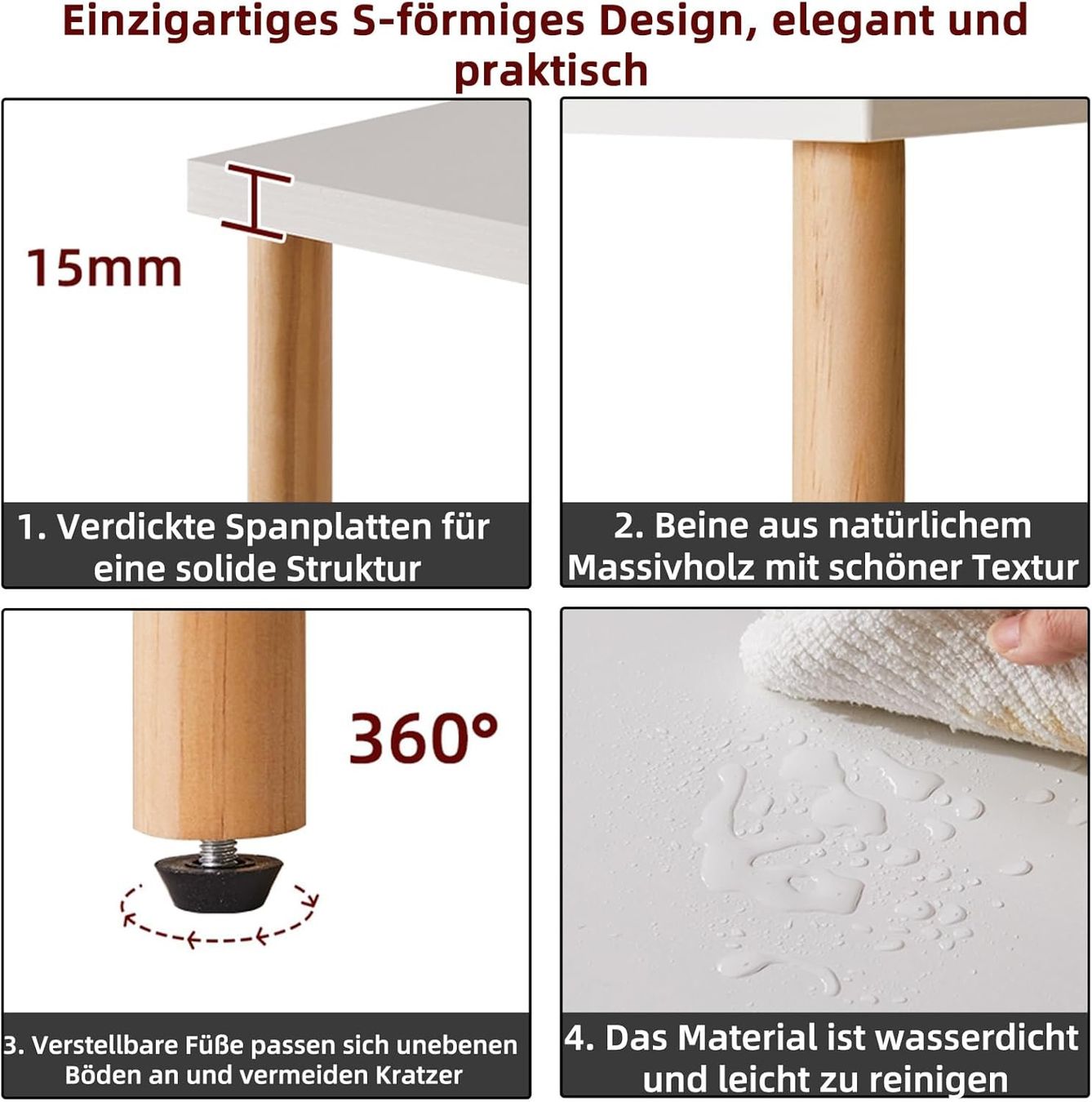 Tavoli: Beistelltisch Nachttisch mit 2 Fächern Sofatisch Weiss – Nuovo e nell'imballaggio originale da Schaffhausen venduto da tra_6j5m 6
