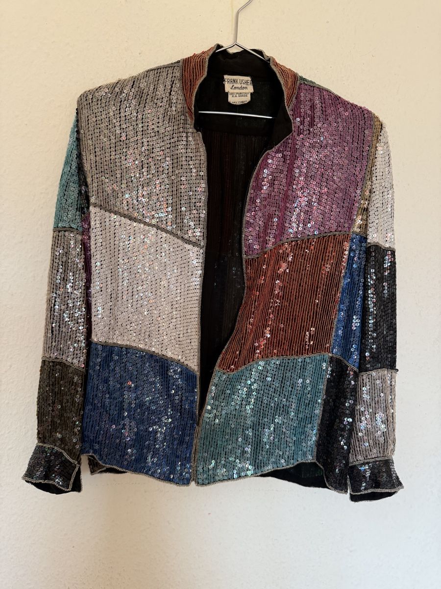 Giacche: Vintage Frank Usher London 100% Silk Multicolor Sequin Patch – Nuovo (secondo la descrizione) da Versoix venduto da pen_6hgs 3