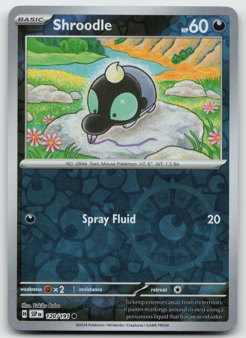 Pokémon Carte collezionabili: Pokemon Shroodle Reverse 120/191 SSP EN 2024 – Usato da Lugano venduto da VlaseCard
