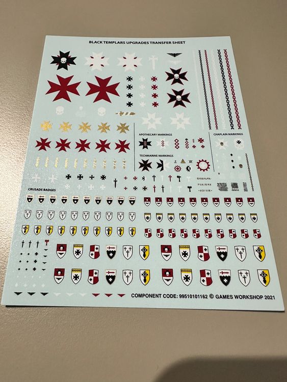 W40k Black Templars Transfer Sheet Neu Und Originalverpackt In 