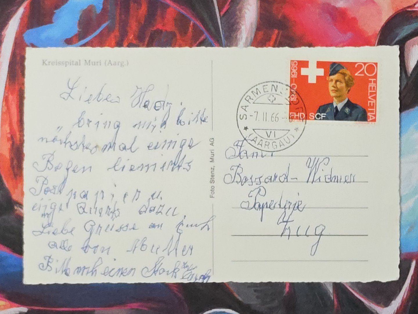 Tutti i francobolli: CL33 Carte Postale + Timbre Suisse 1966 – Usato da Cousset venduto da Patrick_Collections 1