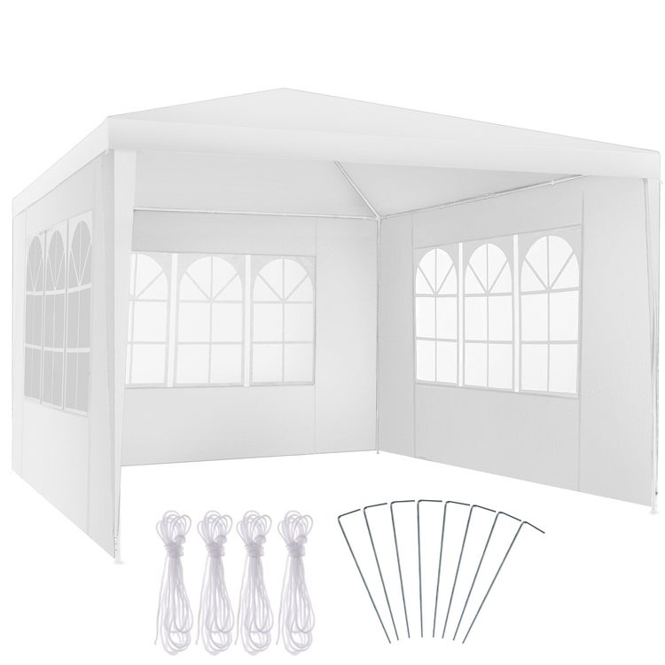Pavillon Baraban 3x3m mit 3 Seitenteilen Weiß (Neu (gemäss Beschreibung ...