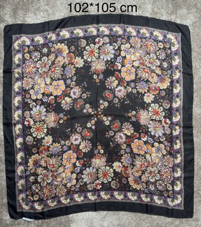 Grand foulard vintage Somewhere en soie – 102 x 105 cm