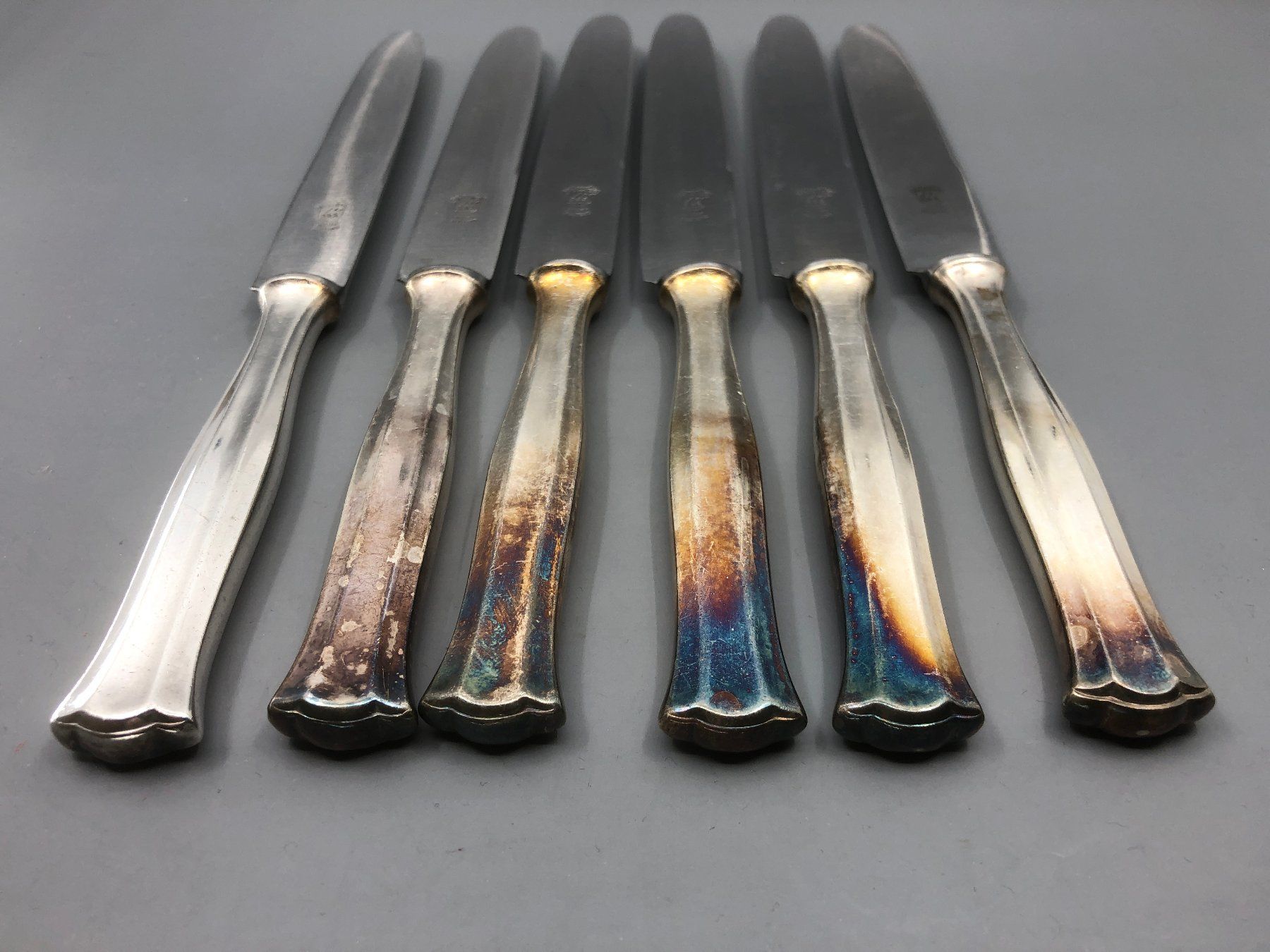 Posate: 6 Tafelmesser versilbert Wellner Jugendstil Modell 520 – Usato da Basel venduto da Tiabeanie 2