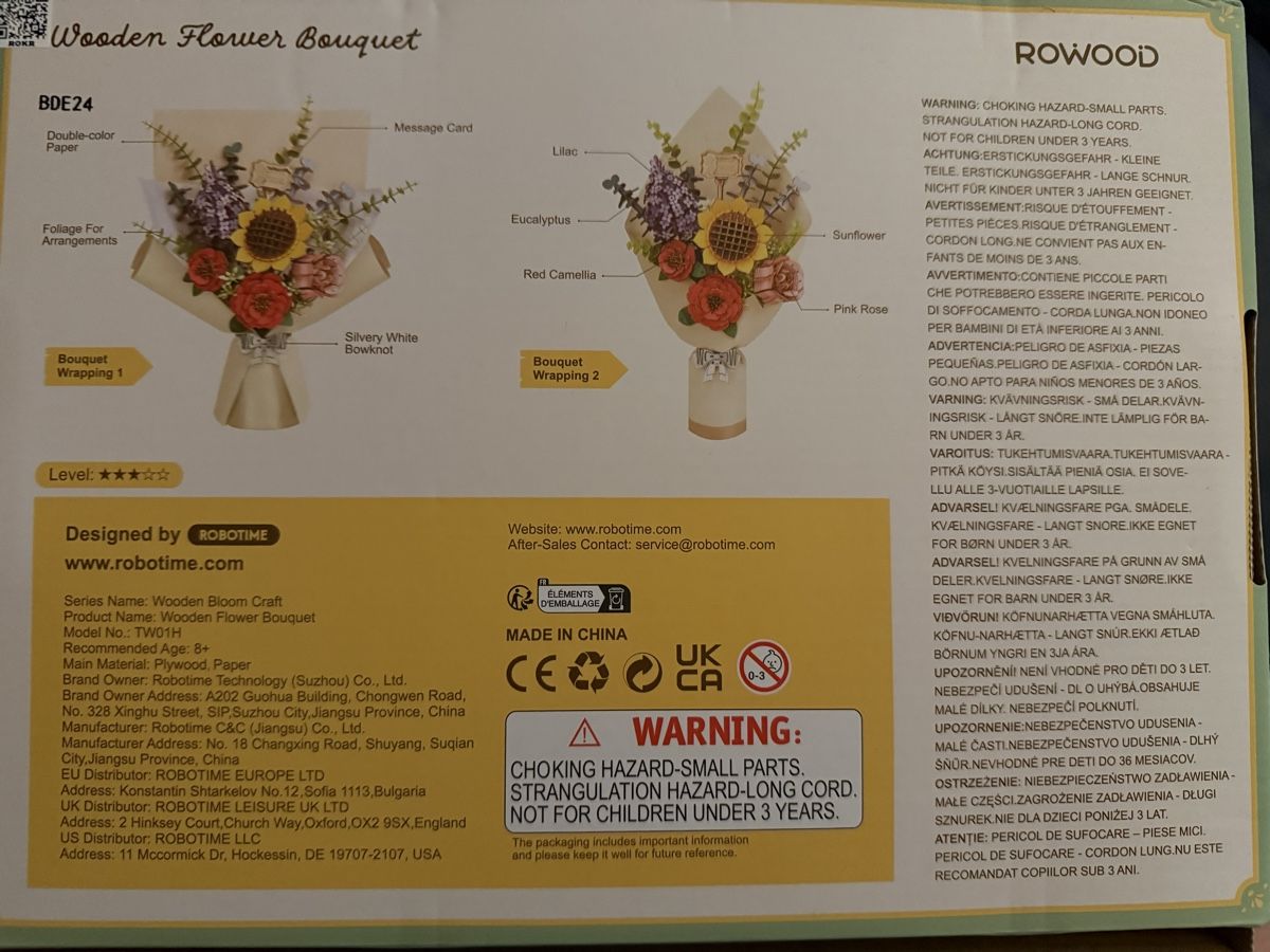 Kit bricolage: ROWOOD Holz Blumenstrauss, DIY Bastelset – Nuovo (secondo la descrizione) da Lenzburg venduto da car_pzg8 1