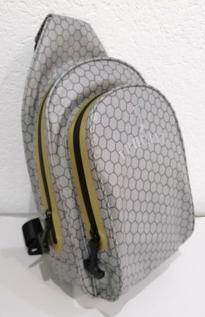 Cross-Body Bag, Tasche grau/schwarz/gold, wasserfest, NEU