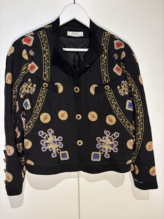 Vintage Blazer Creation TH Braun Barock Muster Schwarz