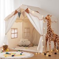 Kinderzelt 2in1 mit Matte & Lichtern Spielhaus
