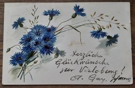 Ansichtskarte Blumen Kornblumen Verlobung 1901
