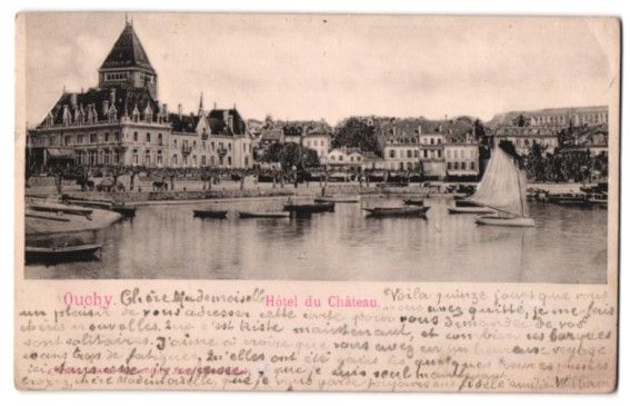 Cartoline postali: Relief-AK Ouchy, Hotel du Chateau, 1904 – Usato da Berlin venduto da bartko-reher