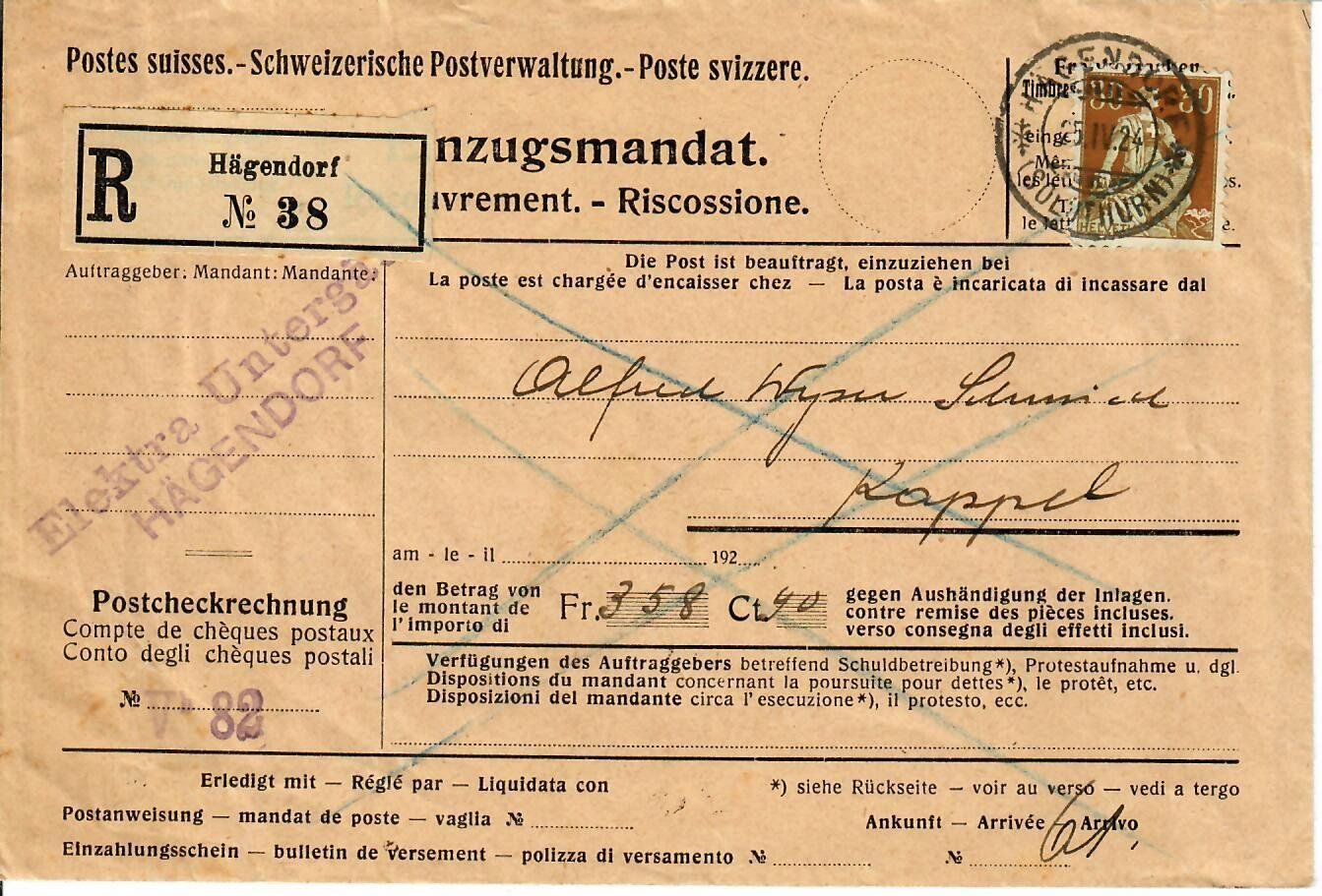 Tutti i francobolli: R - Hägendorf - Kappel SO 1924 – Usato da Hochdorf venduto da Ziegel-16