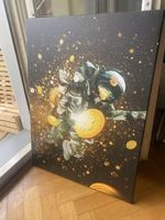 Bitcoin Astronaut Leinwandbild 80x60 cm – Krypto Wandbild