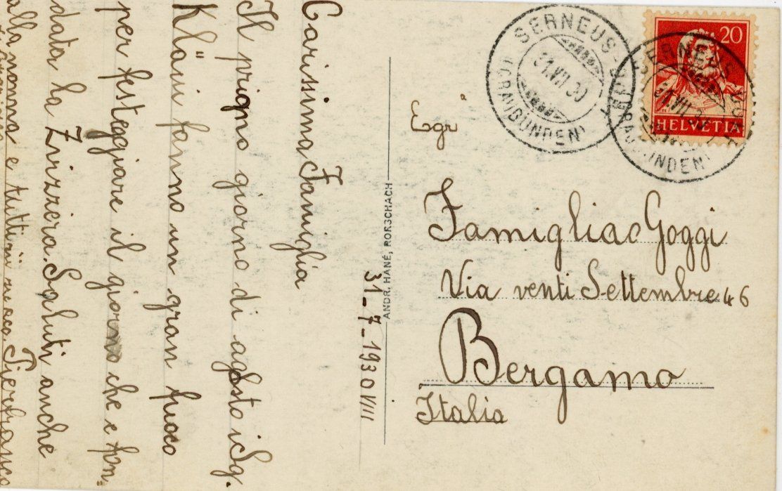 Cartoline postali: Serneus - Dorf  GR  und Silvretta      um 1930 – Usato da Brig venduto da Valcards54 1