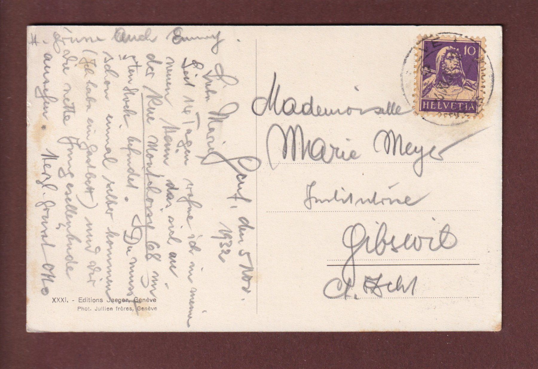 Cartoline postali: GENEVE - Le Port - Bateau CGN - 1932 – Usato da Pully venduto da nicecards 1