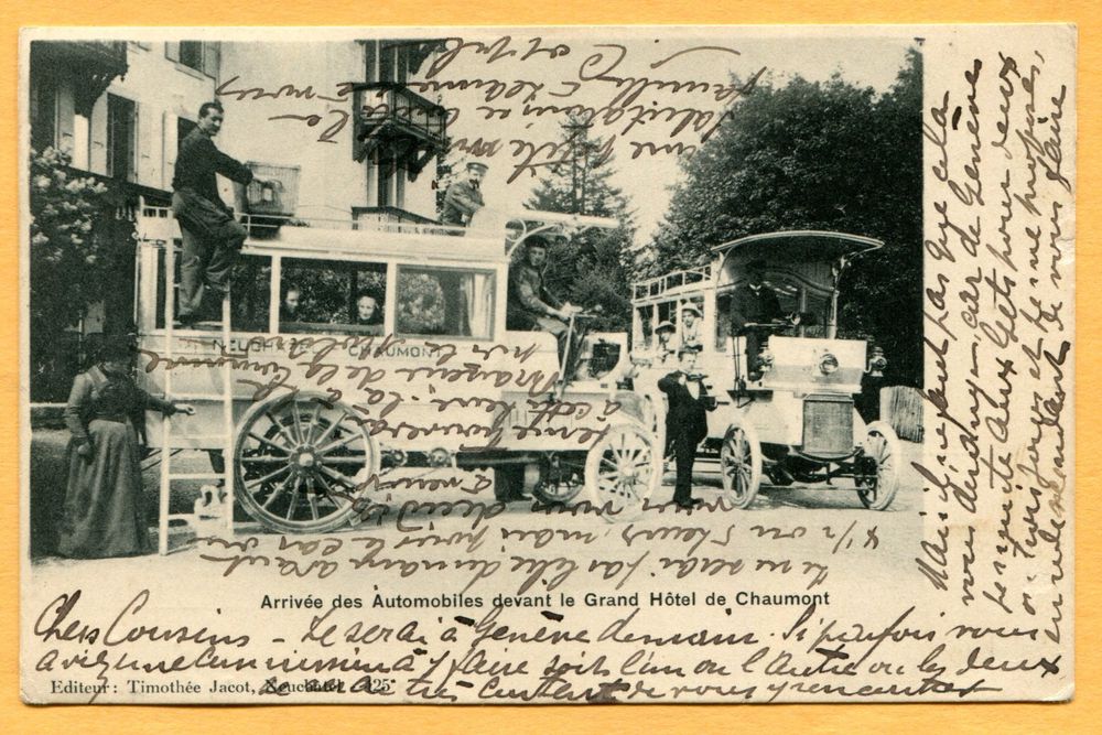Ankunft der Postautos beim Grand Hotel Chaumont 1904 Kaufen auf Ricardo