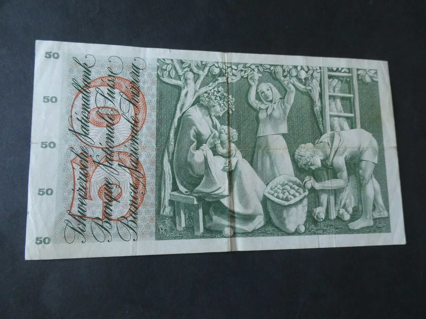 Banknoten: Schweiz 1968, 50 Franken – Gebraucht aus Hinterforst von Rohusri 1